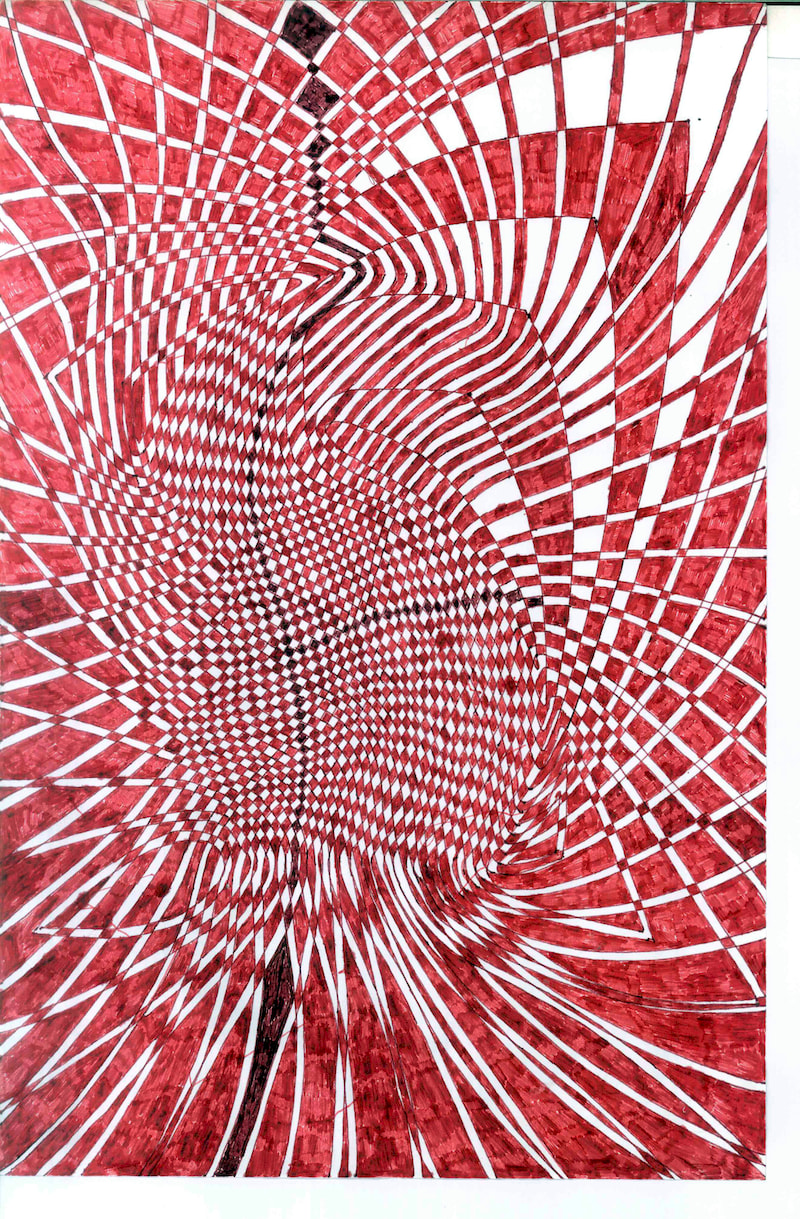 Untitled [AB 07], a fountain pen drawing by Ahmad Bilal
